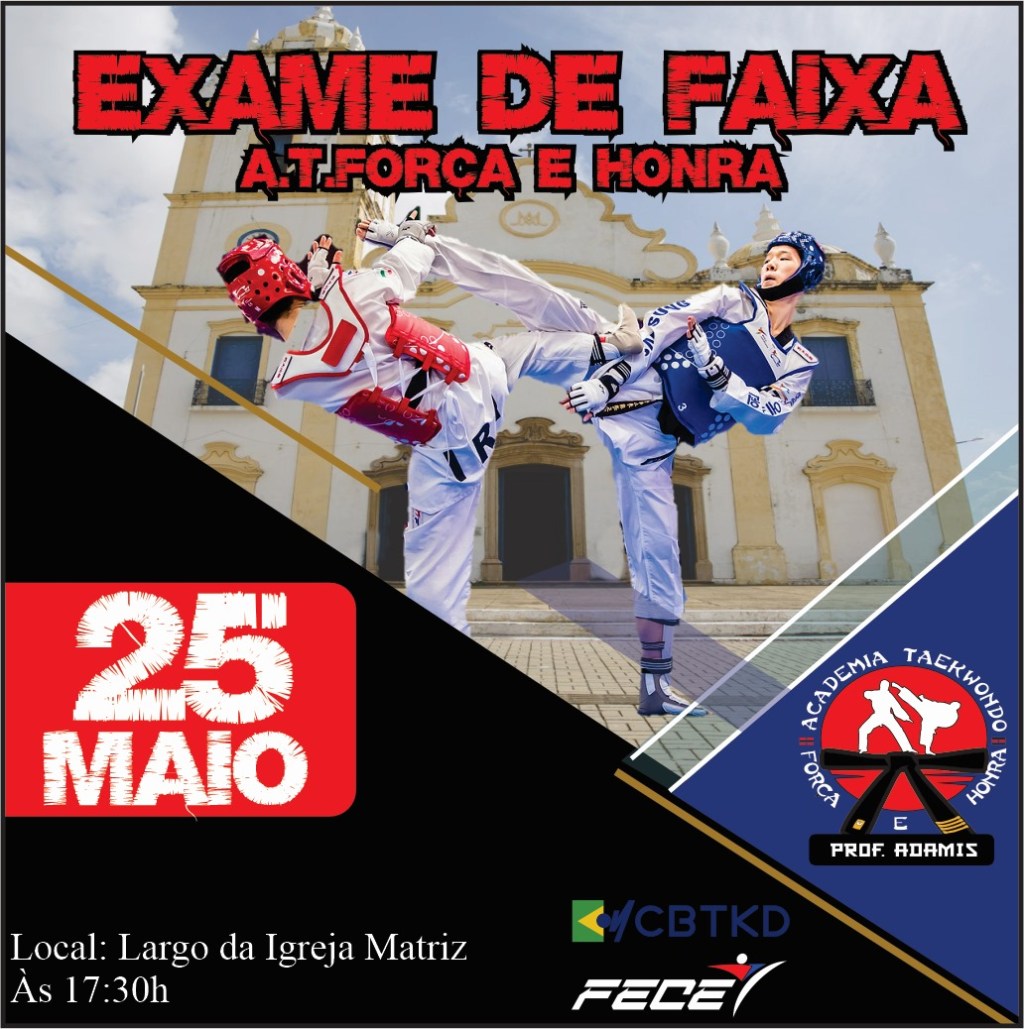 Exame de faixa colorida da Academia Taekwondo Força e&nbsp;Honra